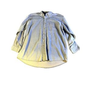 Polar Graphics USA Shirt Men L Blue Denim Cotton Eagle American Flag Button Down